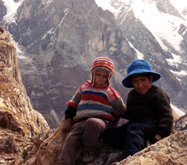 little boys in Siula pass 4800m, Cordillera Huayhuash